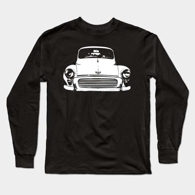 Morris Minor 1960s British classic car monoblock white Long Sleeve T-Shirt by soitwouldseem